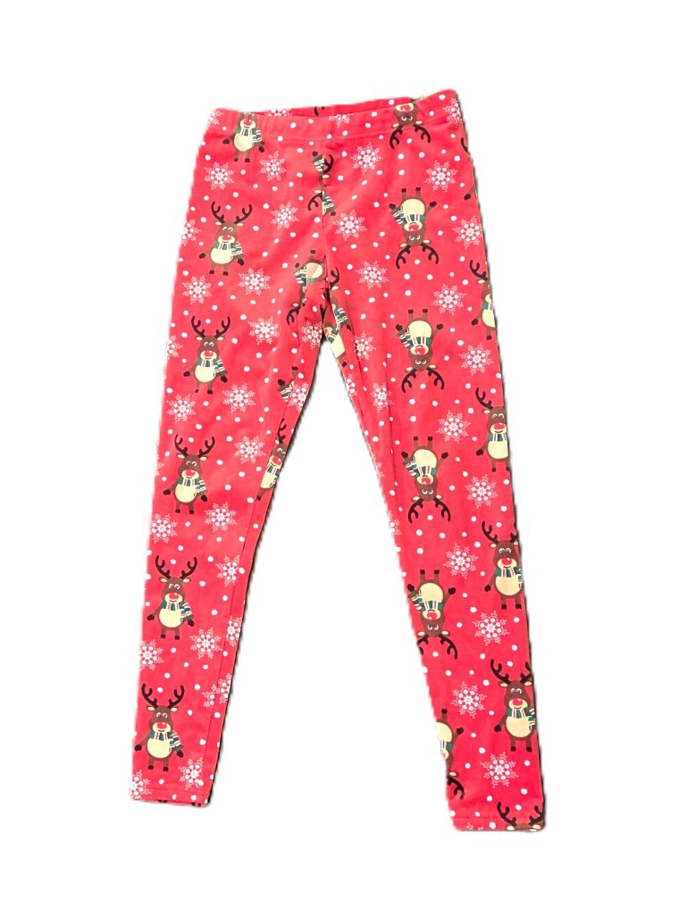 Juniors Medium 7 9 Christmas Rudolph Leggings Red Pants Fitness Yoga